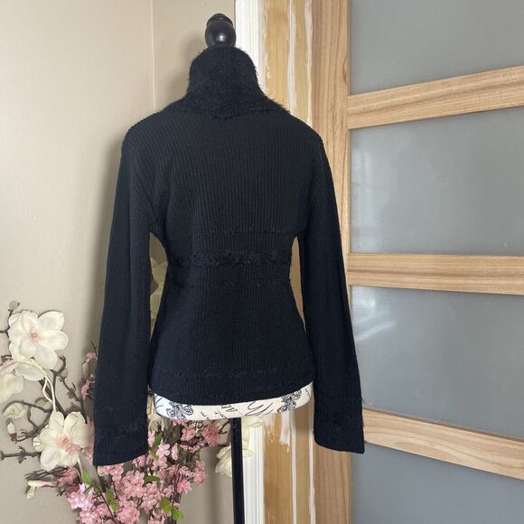Giordano Black Merino Wool Knit Pullover Turtleneck Sweater Women's Size Medium - Picture 5 of 6